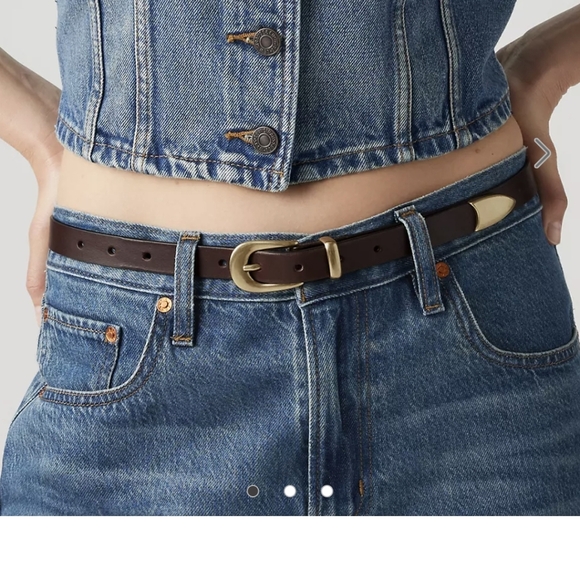 Brown Western Vegan Leather Belt with Gold Buckle Woman's Size M/L - Picture 8 of 8